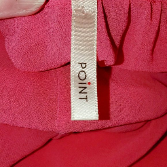 Point Womans Large Blouse Sheer Pink Vneck Button - Picture 7 of 8